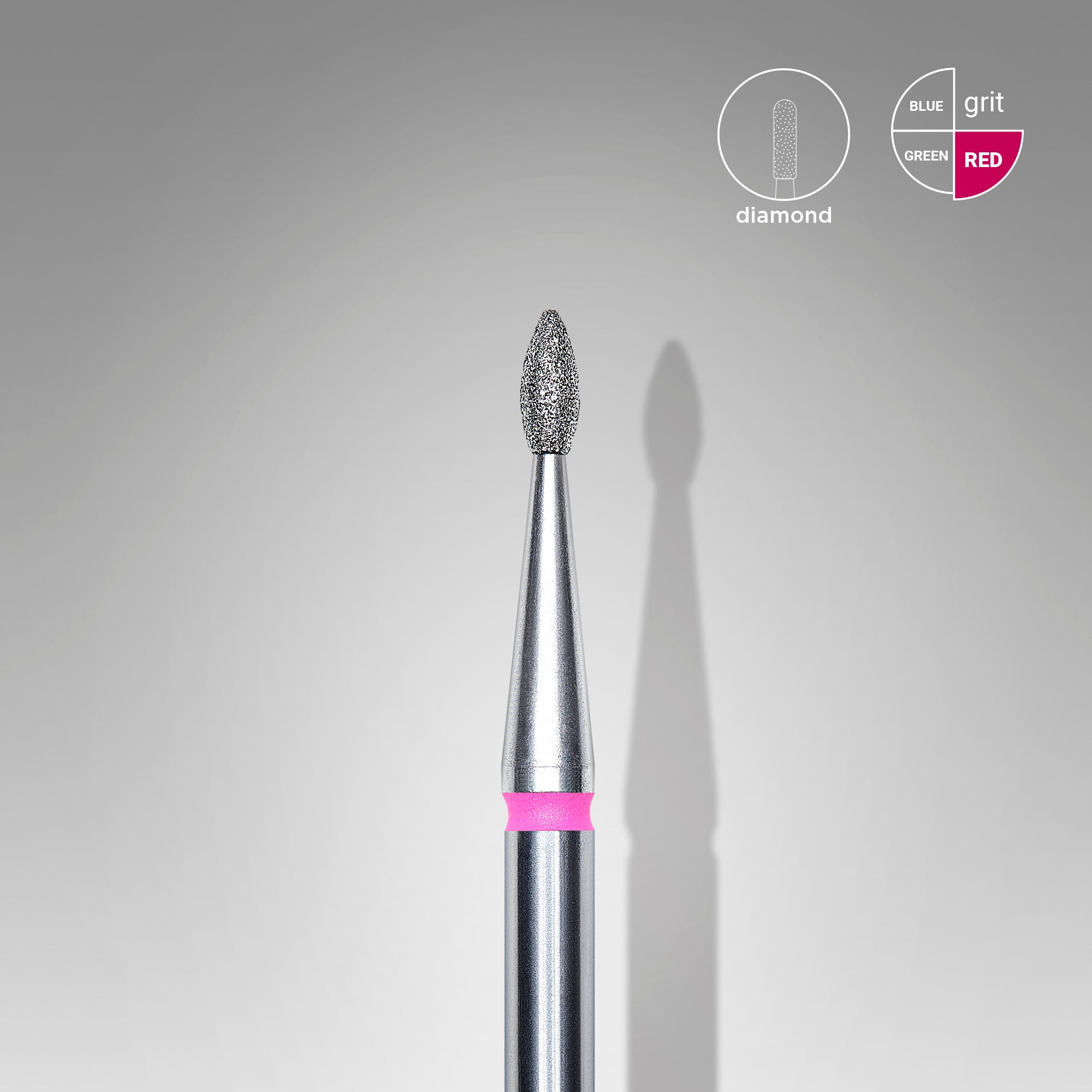 Diamond nail drill bit, "drop" , red, head diameter 1.6 mm/ working part 4 mm image 0